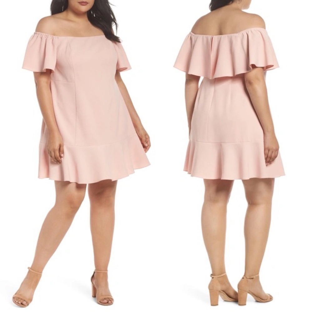 NWT Vince Camuto Off-the-Shoulder Crepe Dress in Blush Size 20W